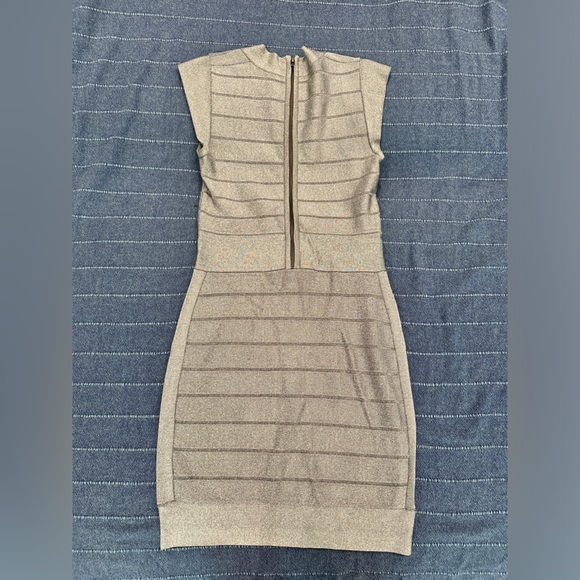 Silver Ribbed Bodycon Mini Dress - Picture 2 of 2